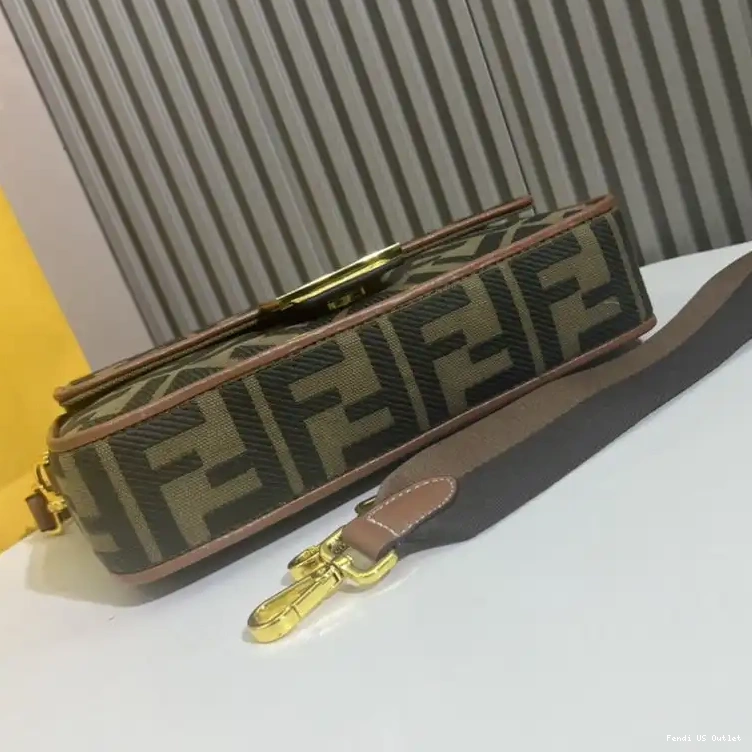 Affordable HOT Fendi Medium Baguette Motif Green Canvas FF Bag In 0625